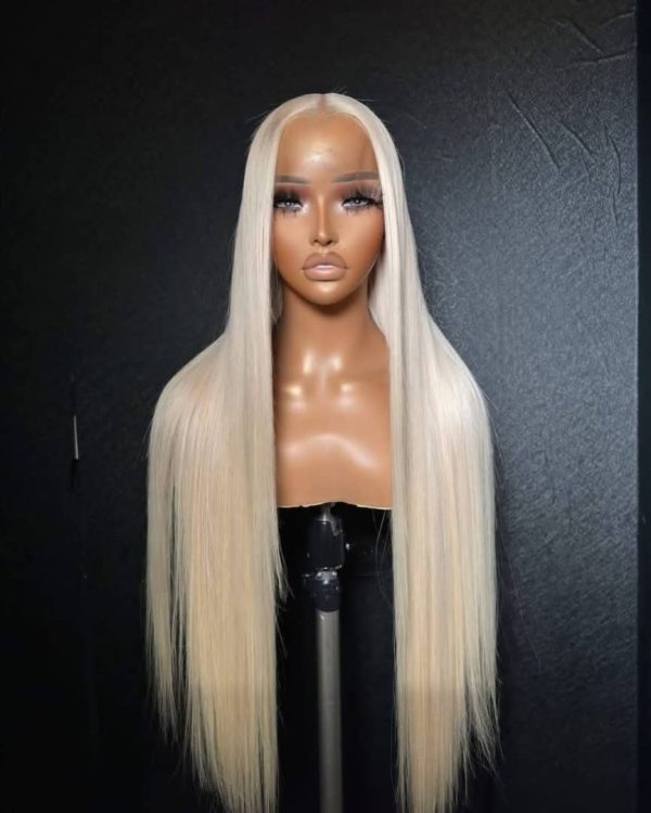 Platinum Blonde Bone Straight Full Frontal Wig